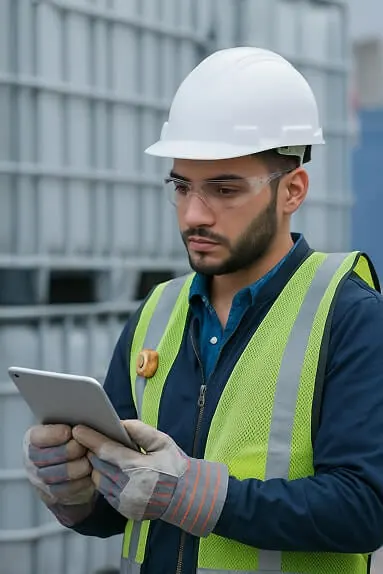 Aluno ou profissional do curso de Segurança do Trabalho em atividade prática
