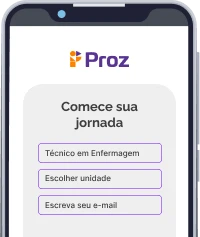 Formulário de matrícula da Proz em um celular