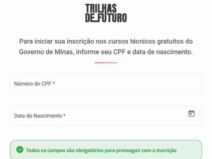 Print do portal, passo 1: Tela inicial com campos Número do CPF e Data de nascimento e botão Verificar acesso