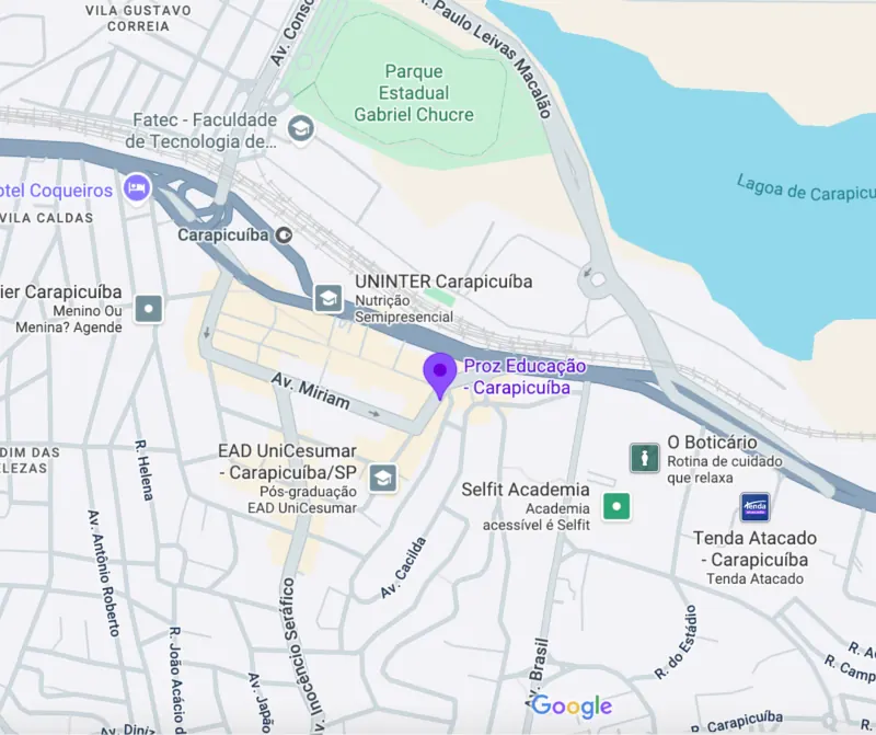 Mapa da localização da Proz Carapicuíba