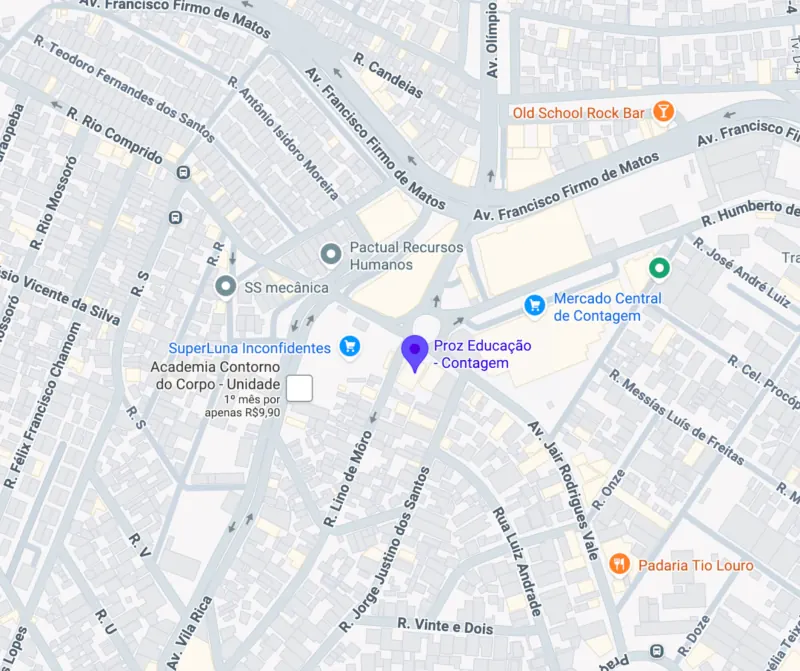 Mapa da localização da Proz Contagem