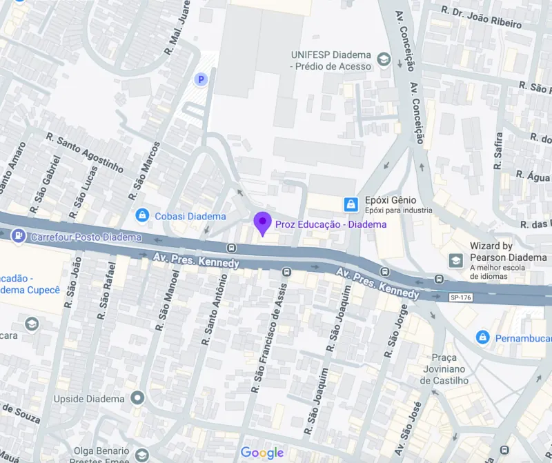 Mapa da localização da Proz Diadema