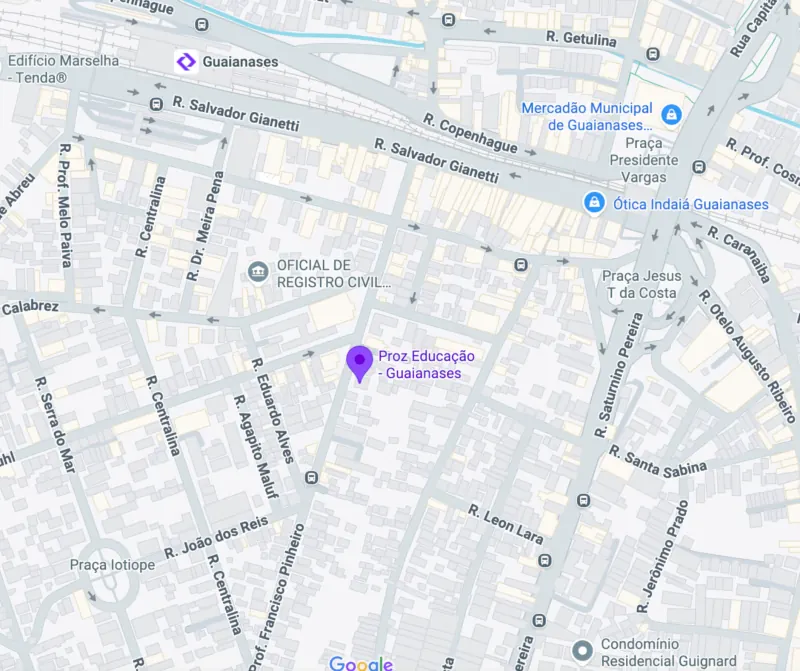 Mapa da localização da Proz Guaianases