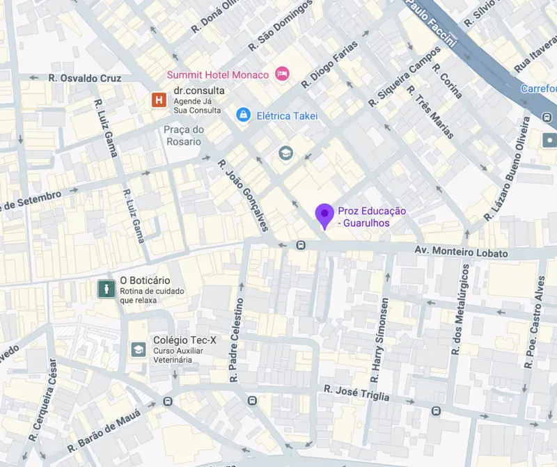 Mapa da localização da Proz Guarulhos