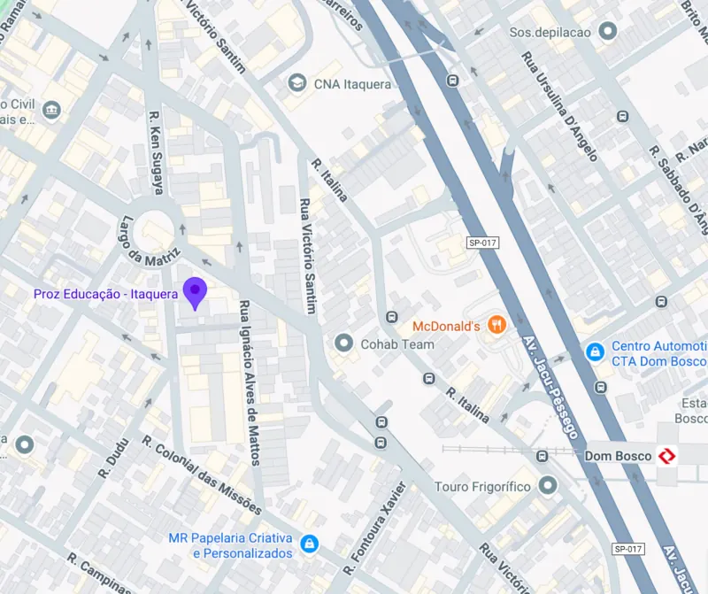 Mapa da localização da Proz Itaquera