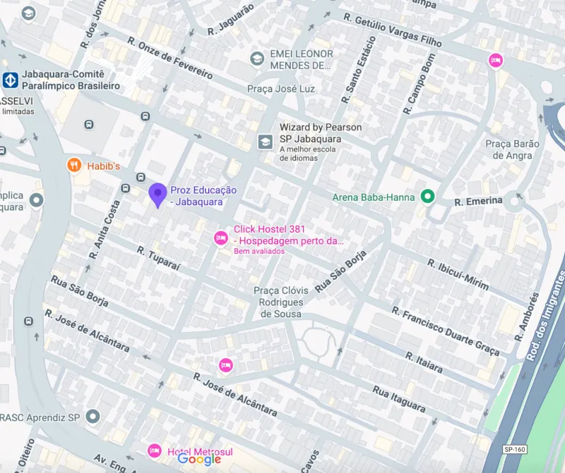 Mapa da localização da Proz Jabaquara
